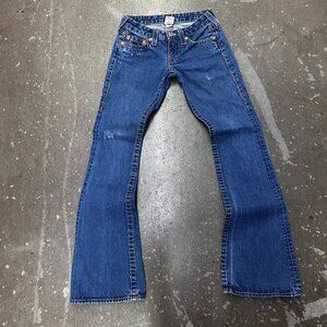 True Religion Bobby Row Bootcut Jeans Women 26 Made in USA Y2K Medium Wash